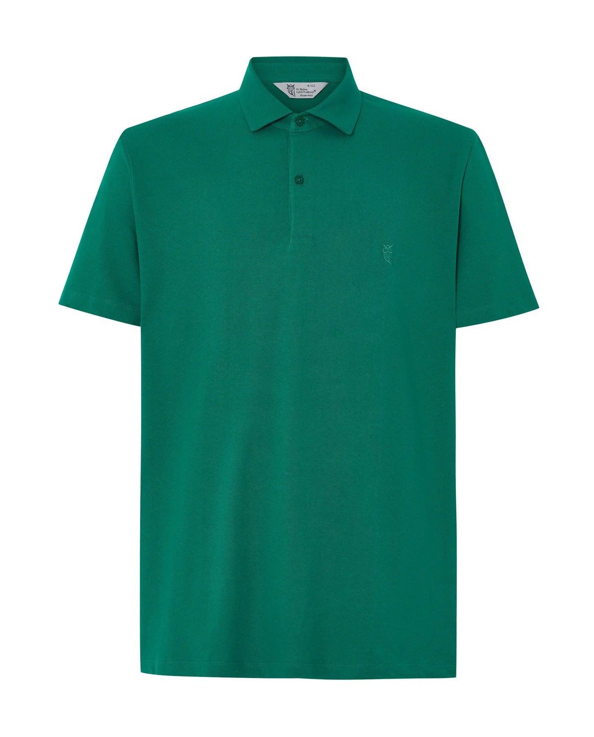 Polo verde esmeralda de algodón, estilo clásico, con cuello y bordado discreto en el pecho.