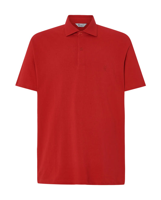 Polo rojo clásico de algodón, estilo casual, con cuello y botones, ideal para uso diario.