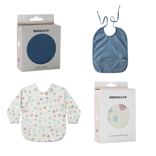 Babero con manga impermeable Funny Polka Dots + Babero corto Nenina & Co