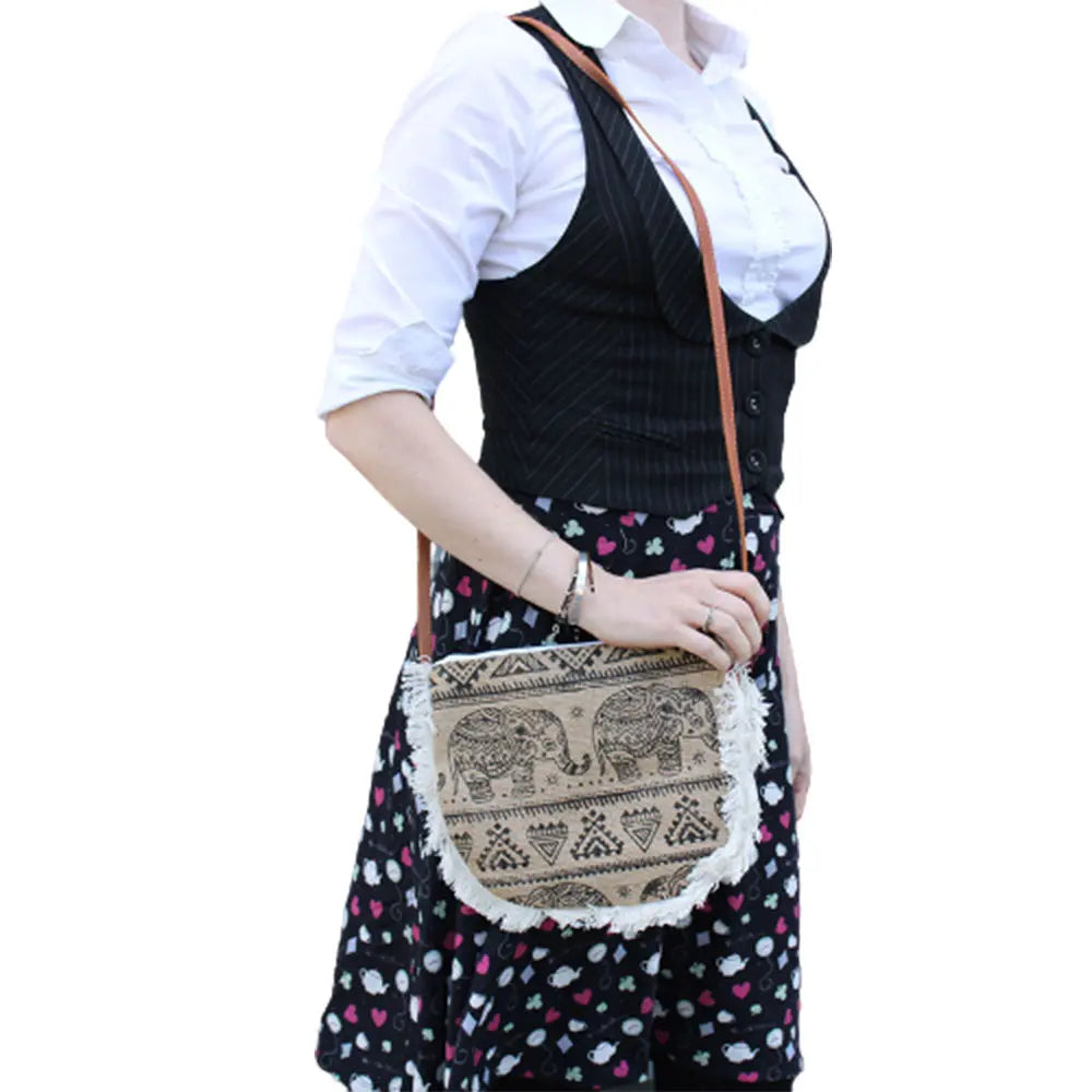 Bolso con flecos - Estampado de Elefante