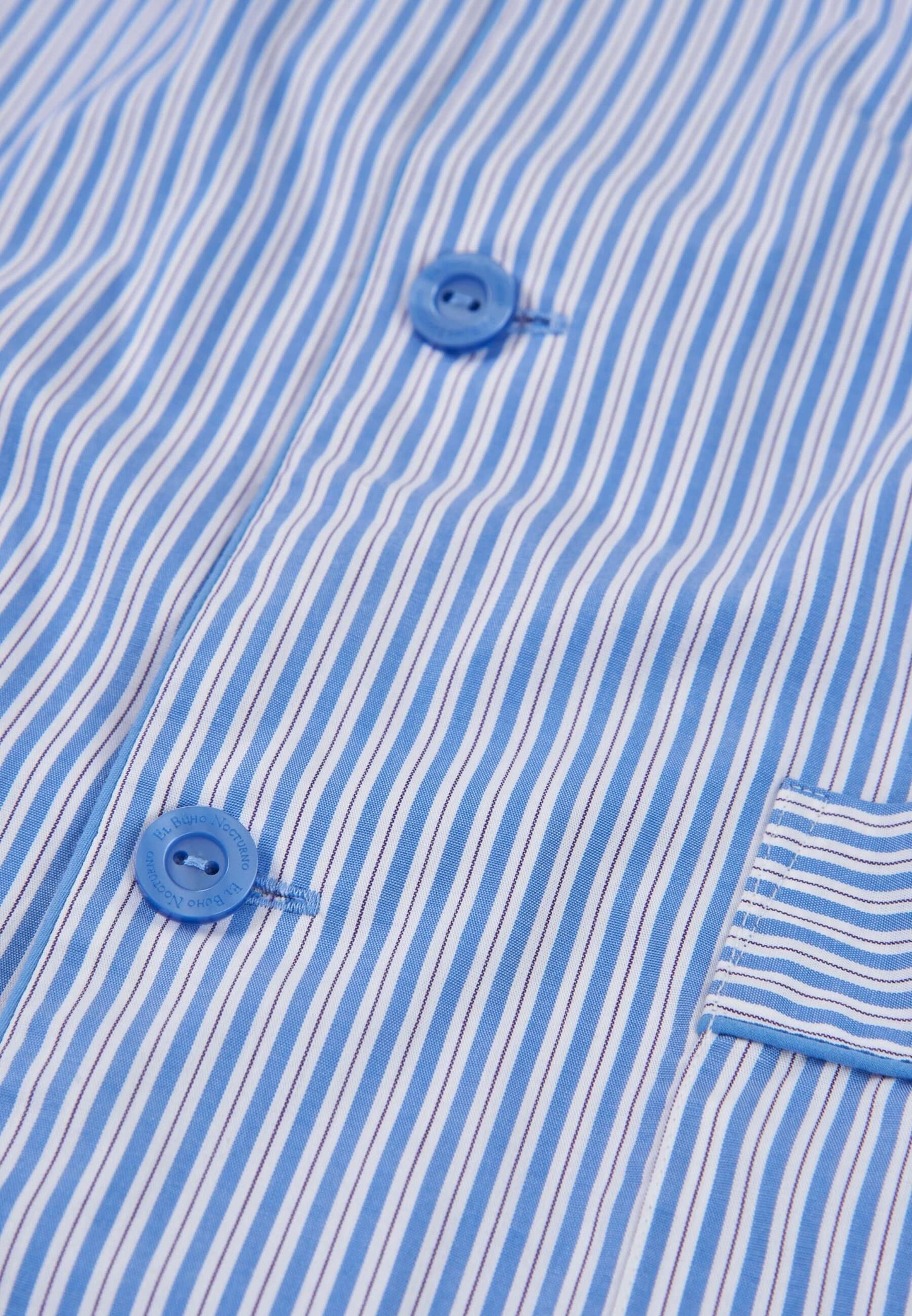 Pijama Hombre Largo Solapa Algodón Popelín Rayas - Azul 2993_36