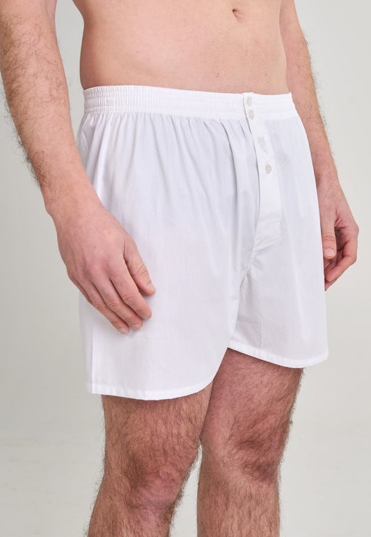 Calzoncillo Bóxer Hombre Algodón Tela Liso - Blanco 6300_11