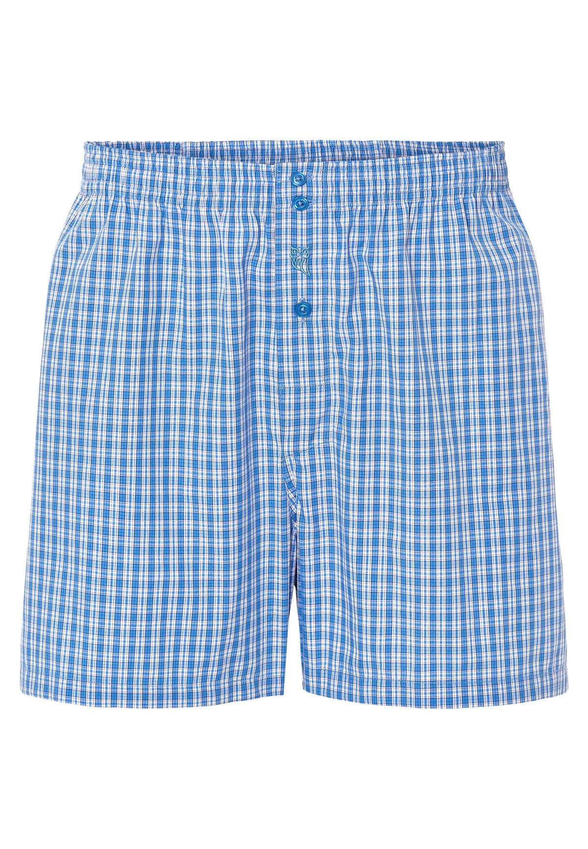 Boxer de hombre de algodón en azul con cuadros, estilo clásico y cómodo. Ideal para uso diario.