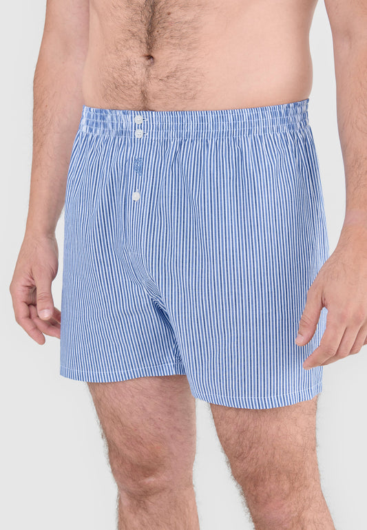 Calzoncillo Bóxer Hombre Algodón Popelín Rayas - Azul 6932_36