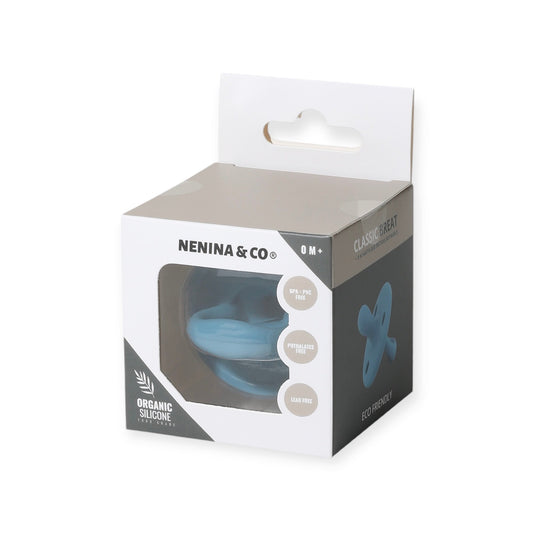 Kit Nenina & Co Gris + Azul| 2 Chupetes + 2 Chupeteros + Guardachupete