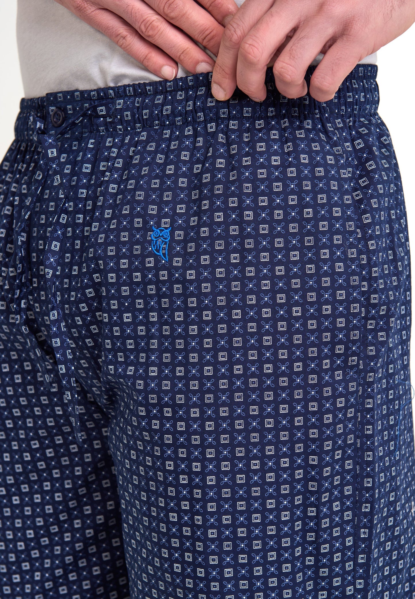 Pantalón Pijama Hombre Largo Algodón Popelín Estampado - Azul 8301_39