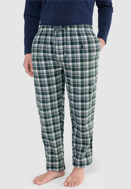 Pantalón Pijama Hombre Invierno Premium Algodón Franela Cuadros - Verde 8896_40