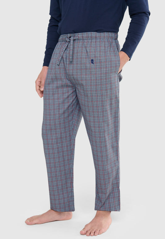 Pantalón Pijama Hombre Largo Algodón Popelín Cuadros - Gris 8919_22