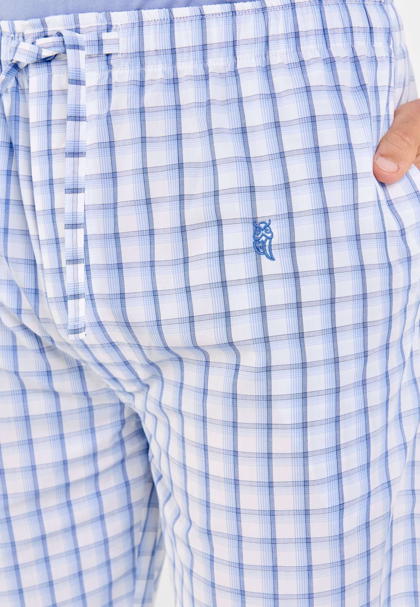 Pantalón Pijama Hombre Largo Popelín Cuadros - Azul 8981_30
