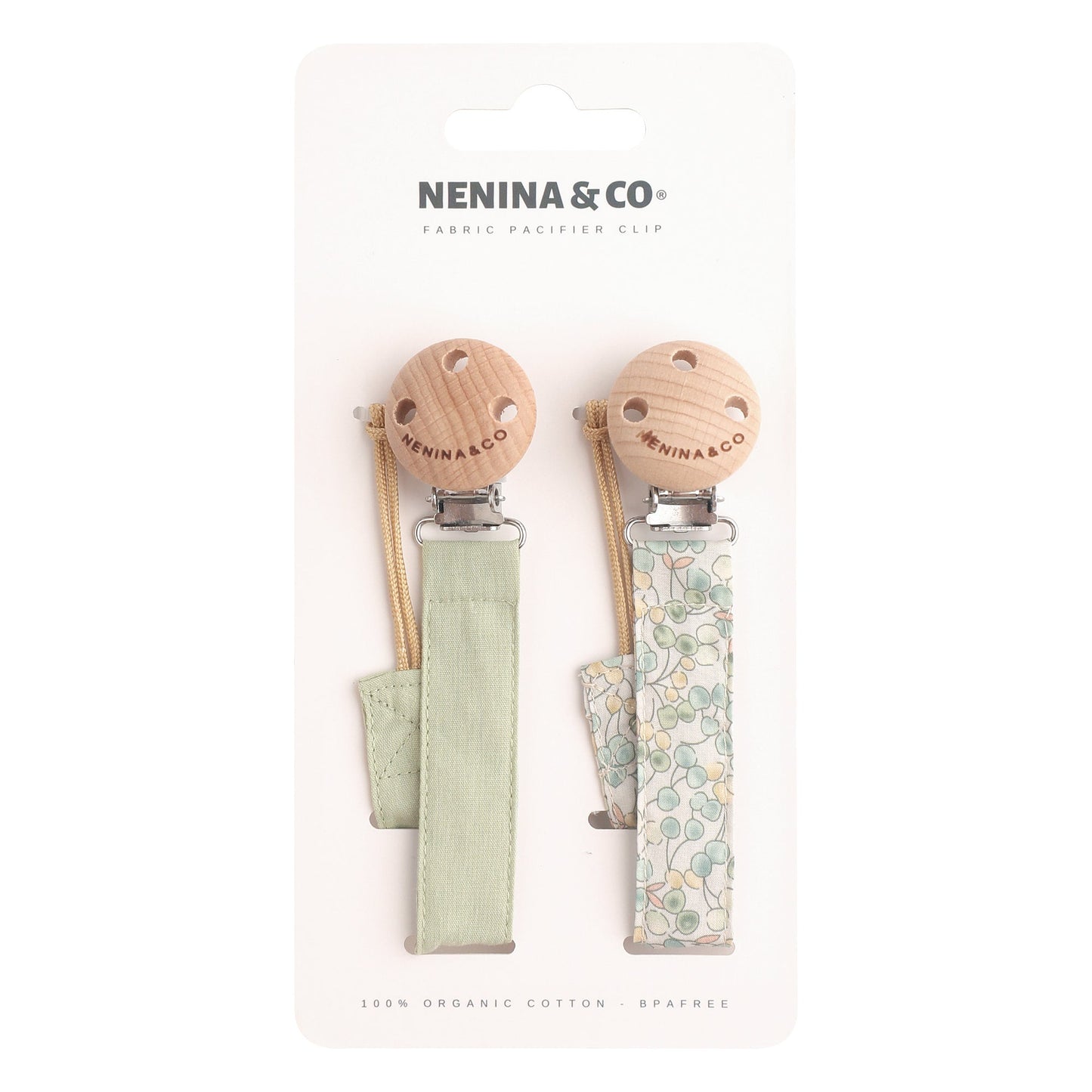 Kit Nenina & Co Gris + Oliva | 2 Chupetes + 2 Chupeteros + Guardachupete