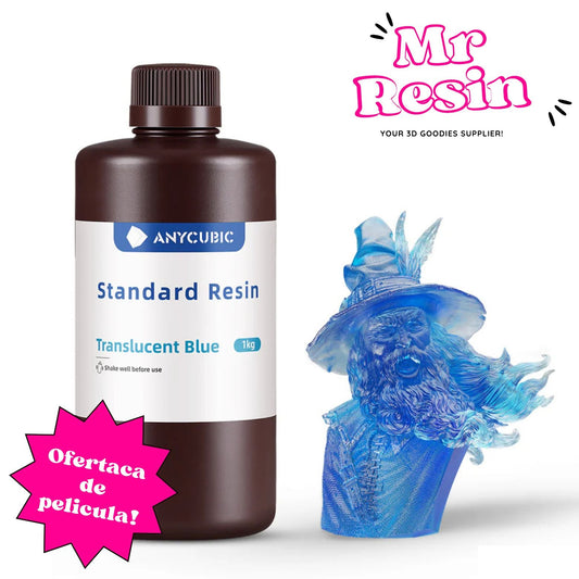 Resina Estándar para Impresión 3D 1Kg - Anycubic V1 Alta Precisión Azul Translúcido V1