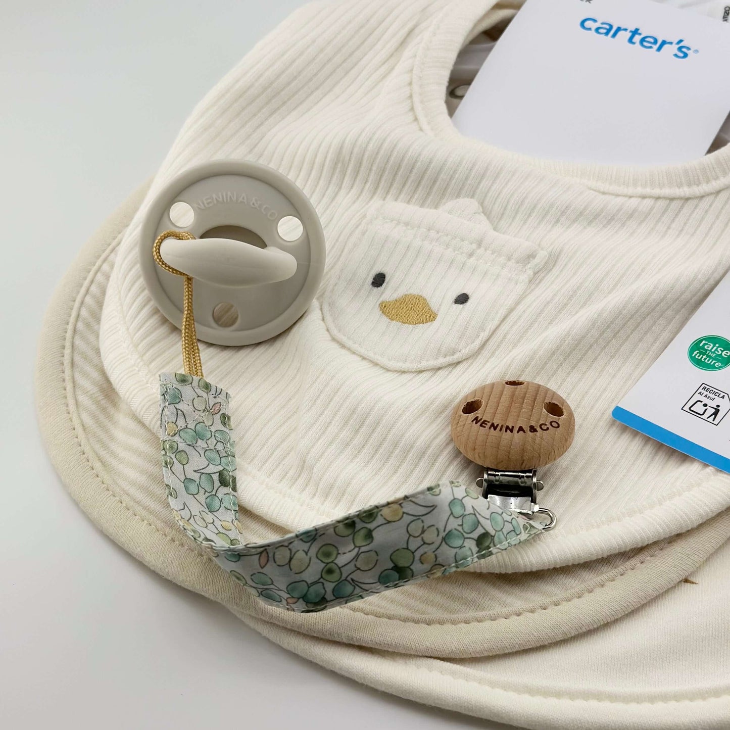 Pack tres baberos algodón diseño aves