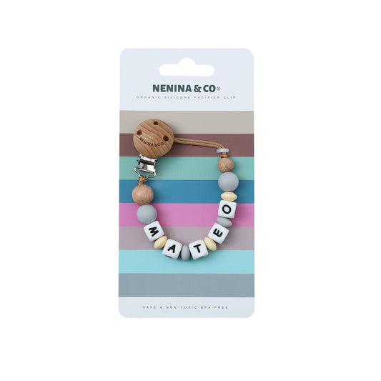 Kit Chupete Clásico de Silicona + Chupetero Oliva con Nombre | Nenina & Co.