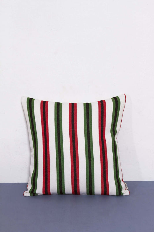 Funda cojín tejido canario verde y rojo 50cmx50cm
