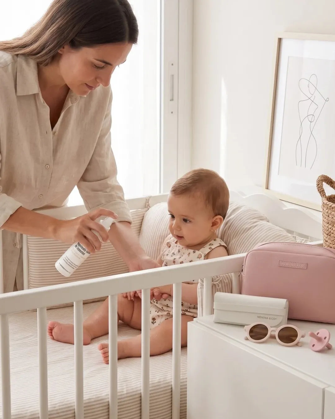 Pack Nacimiento Bebé: Portadocumentos + Neceser de Eco Piel MIREM Rosa pálido