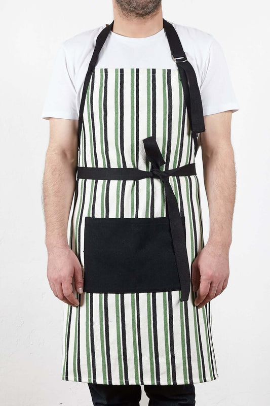 Delantal Loneta Verde Negro Ajustable