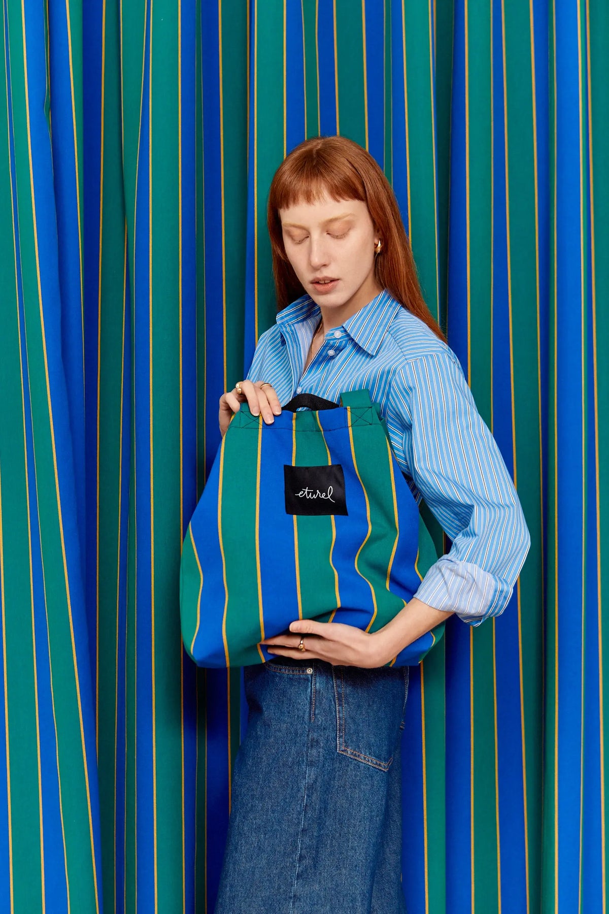 Bolso tote lona toldo rayas