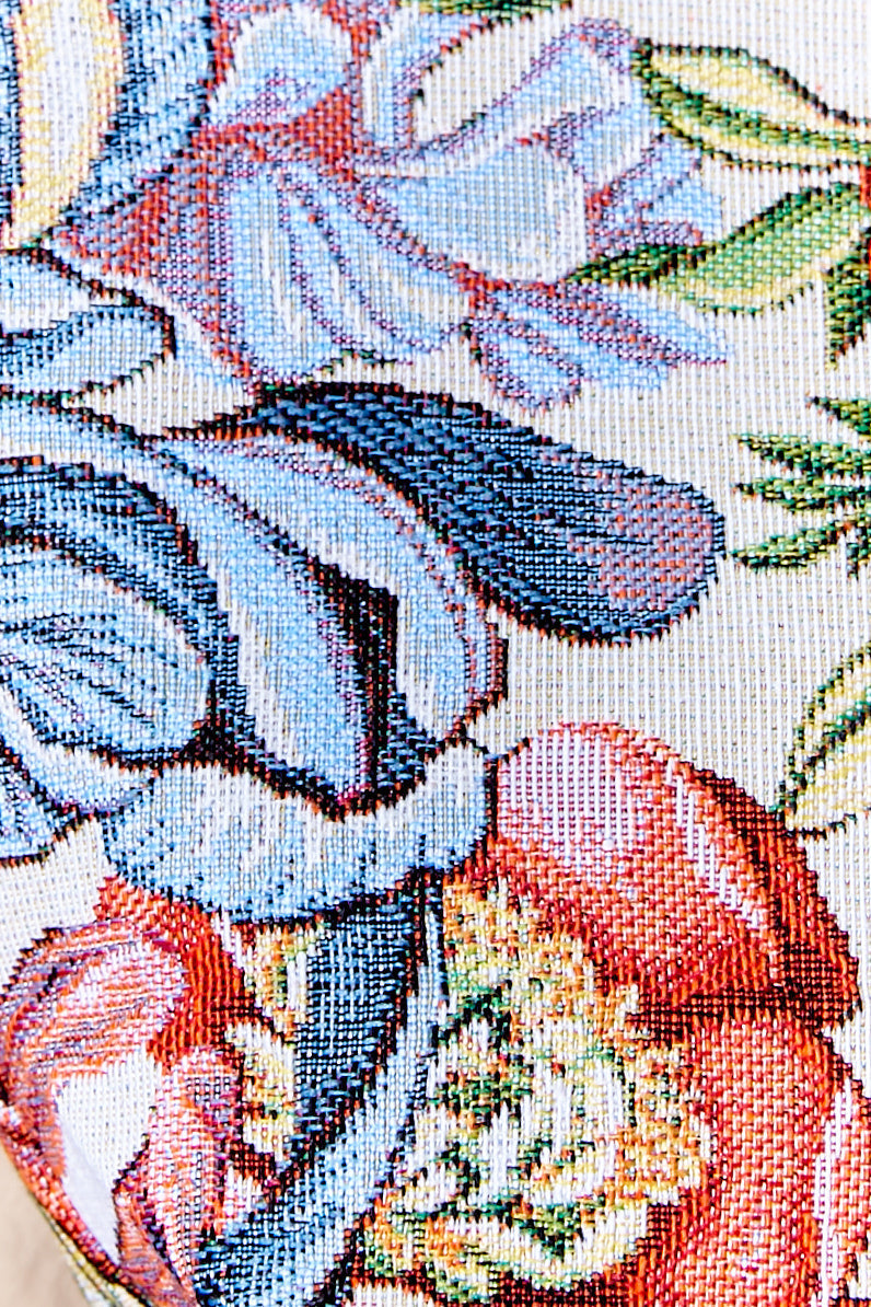 Neceser/estuche tejido jacquard flores crisantemos rojos