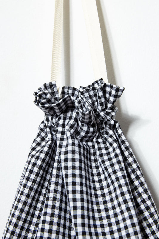 Panera pan de barra cuadros vichy negra