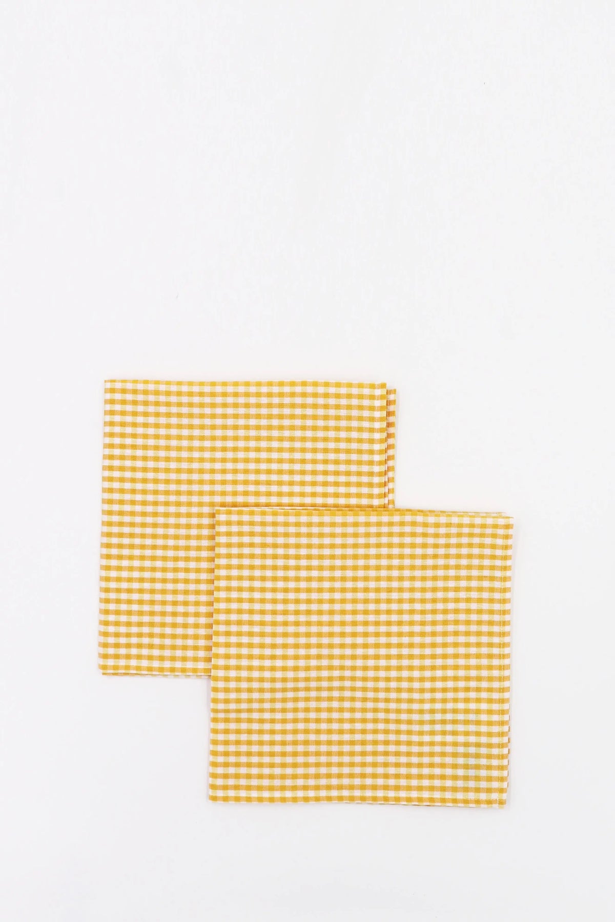 Set de servilletas de cuadros amarillos y naranjas, de algodón, estilo campestre y alegre.