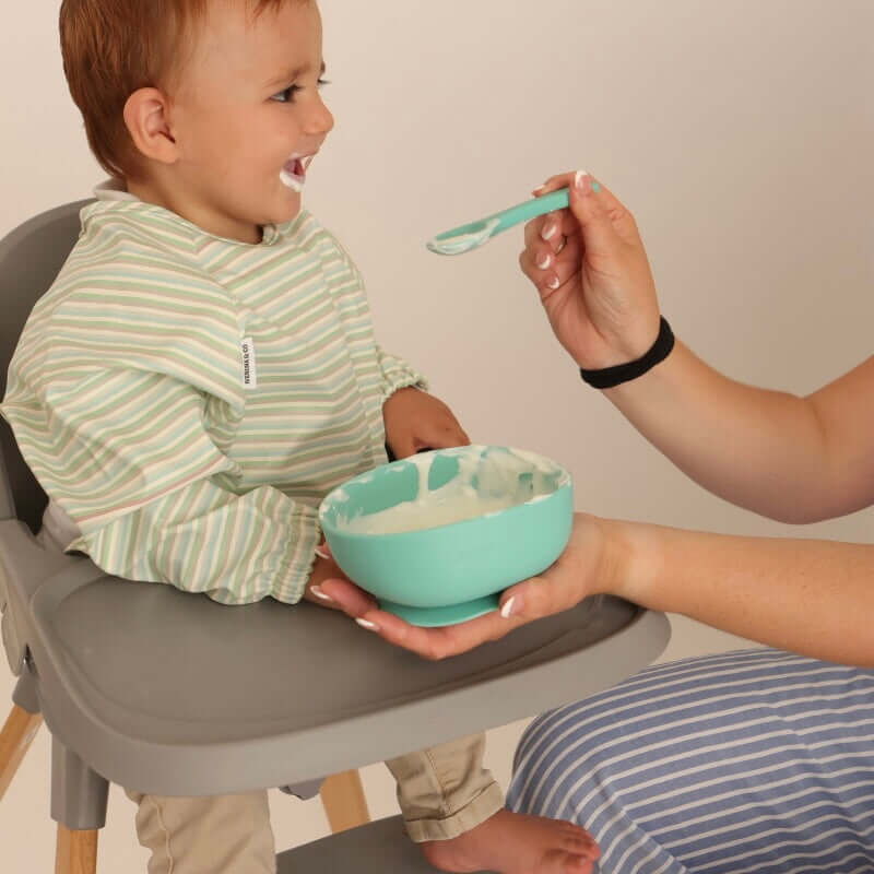 Babero con manga impermeable Horizontal Stripes + Babero corto Nenina & Co