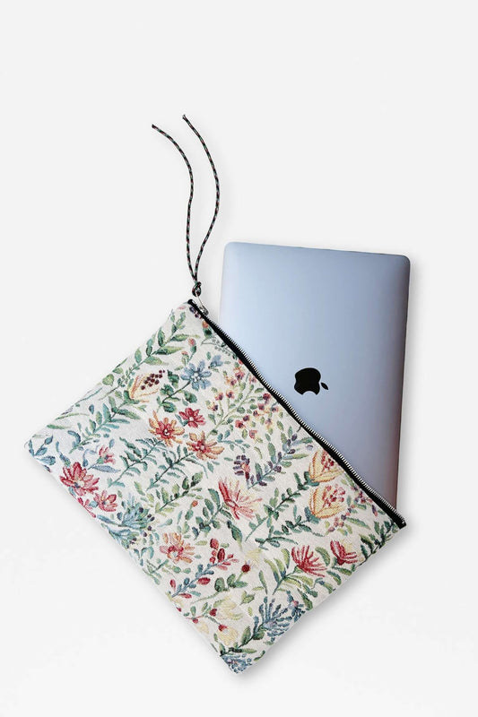 Funda de ordenador tejido jacquard flores azaleas