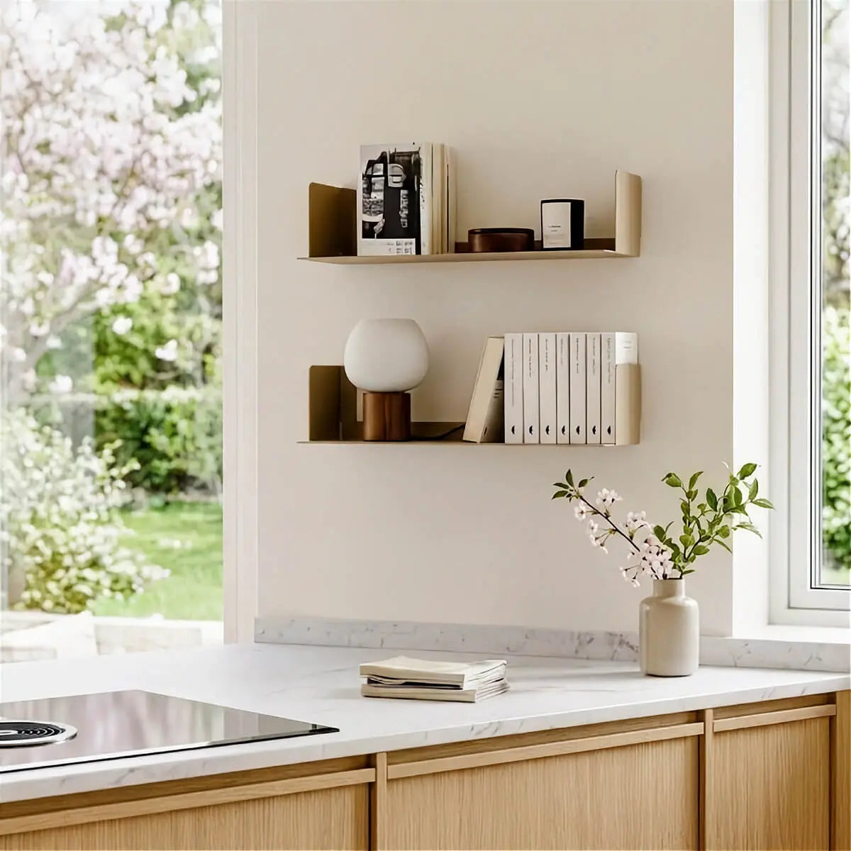 Estantería de pared en acero inoxidable negro beige o blanco