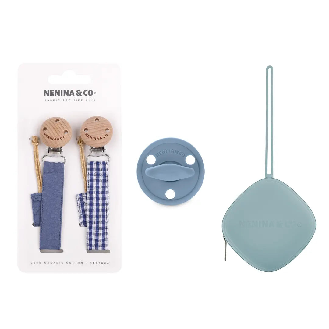 Kit 1 Chupete + 2 Chupeteros + 1 Guardachupete DIAMOND Nenina & Co Azul