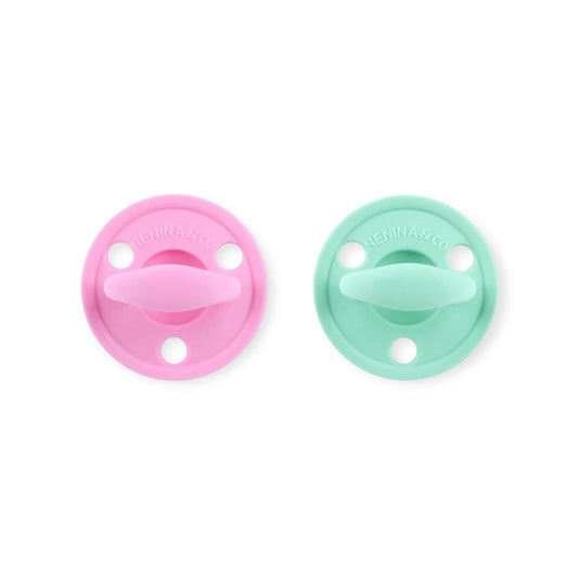Kit 2 Chupetes Clásicos para Bebé Rosa Chicle y Mint | Silicona Orgánica Nenina & Co