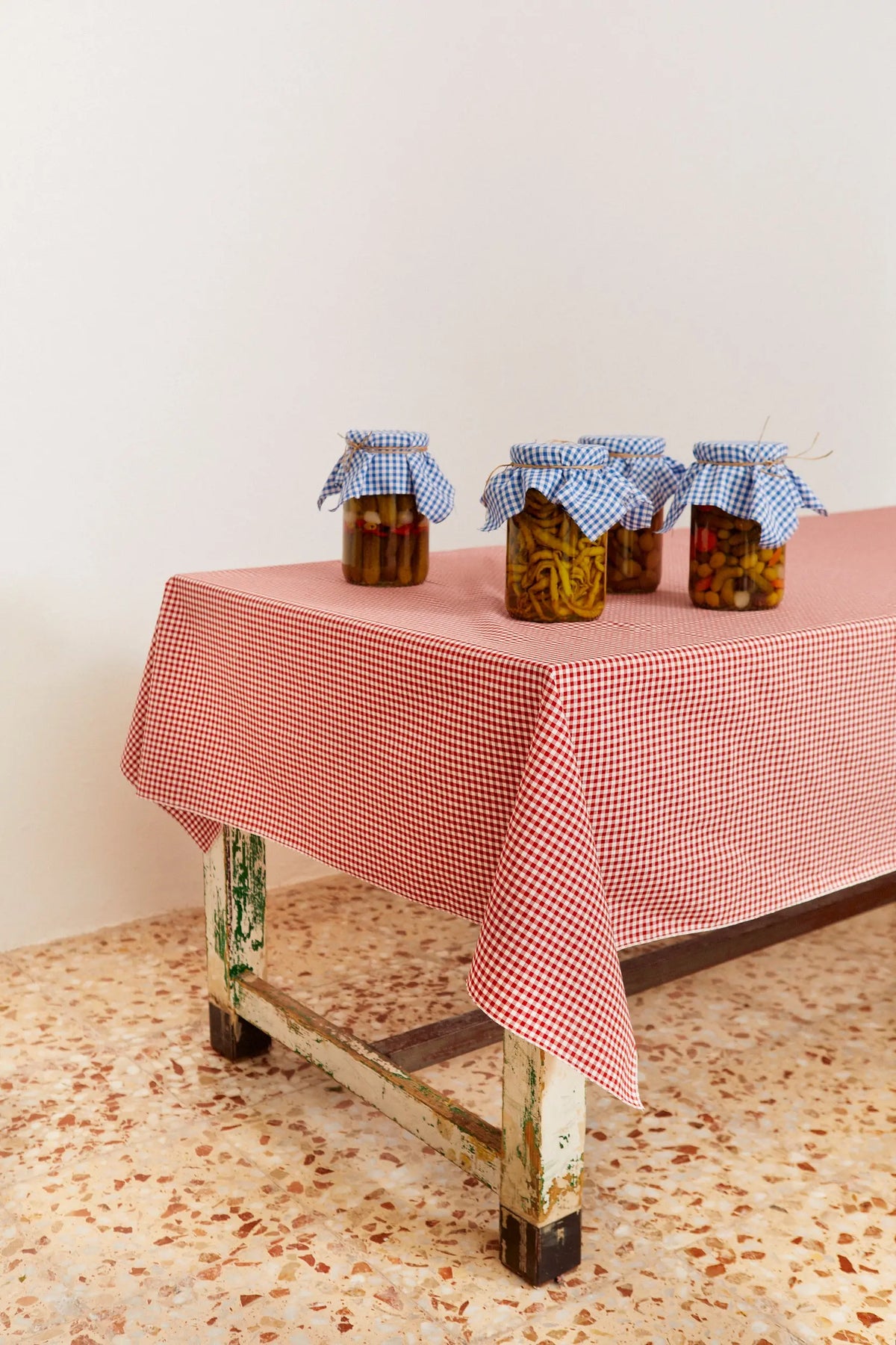 Mantel cuadros vichy rojo