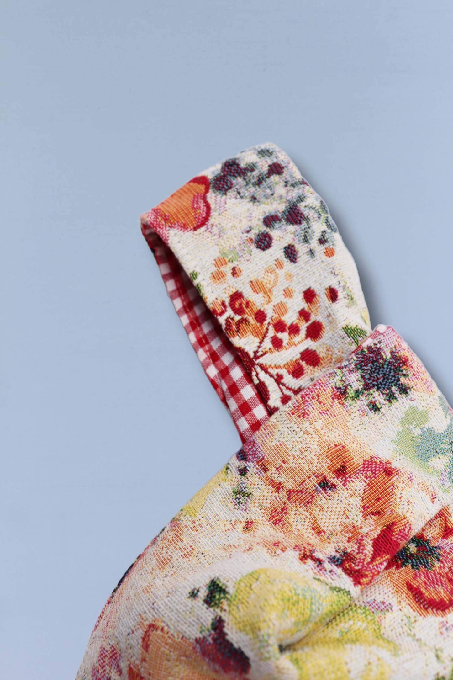 Bolso hatillo mini tejido jacquard flores amapolas