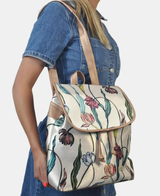 Mochila de Mujer grande BagPack Celine Flores Peonia | CHULA Tulum