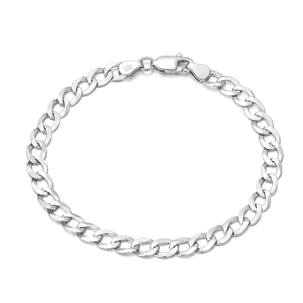 Pulsera Tucana · Cadena de eslabones cubanos de plata de ley 925 bañada en platino