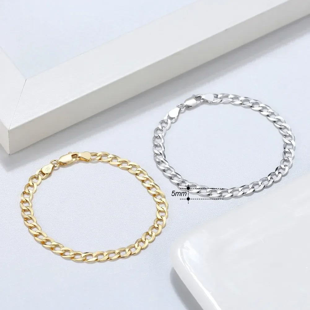Pulsera Tucana · Cadena de eslabones cubanos de plata de ley 925 bañada en platino