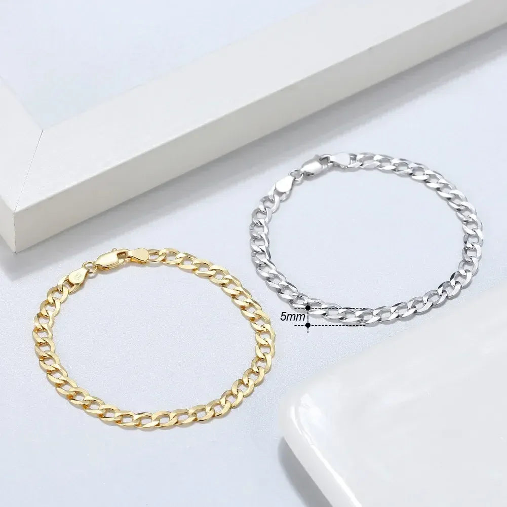 Pulsera Tucana · Cadena de eslabones cubanos de plata de ley 925 bañada en platino