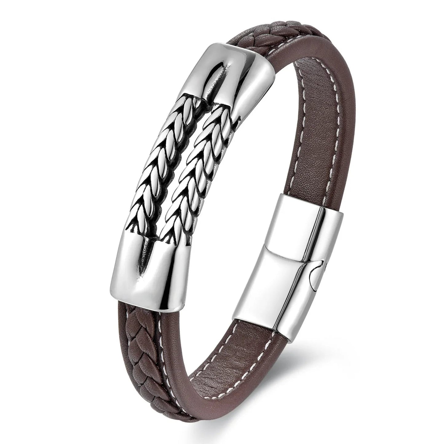 Pulsera Magalle · Pulsera de cuero marrón con cierre