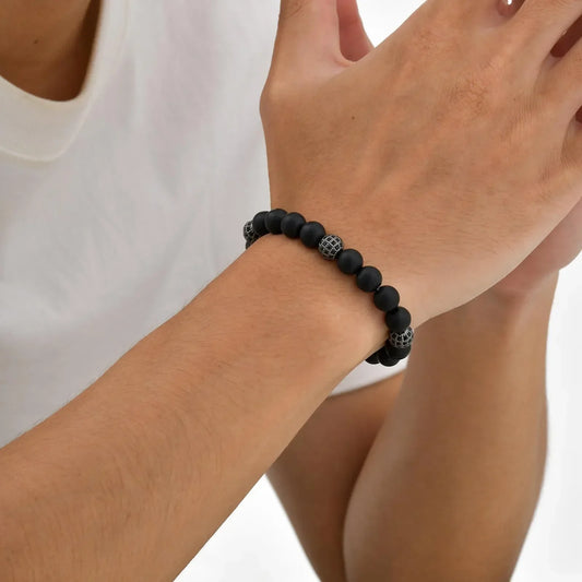 Pulsera Andro · Pulsera de acero inoxidable y cobre con cuentas