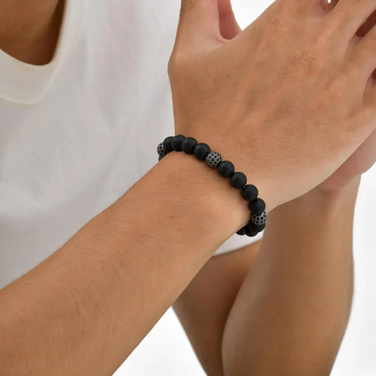 Pulsera Andro · Pulsera de acero inoxidable y cobre con cuentas