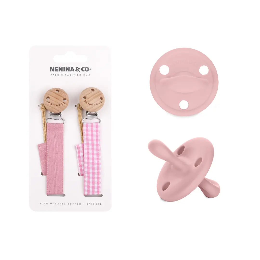 Pack 2 Chupeteros + 1 Chupete DIAMOND By Nenina & Co Rosa Pálido