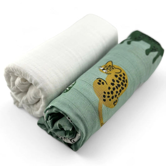 Pack 2 Muselinas Tigre + White 70% Bamboo +30 % Algodón