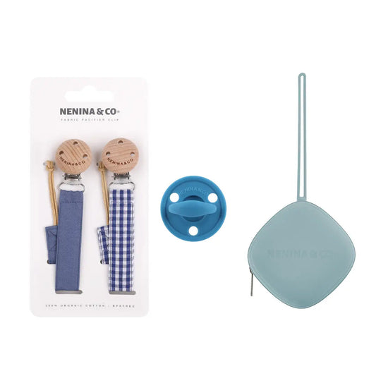Kit de Biberón y Chupete Clásico con Chupeteros de Algodón para Bebé Recién Nacido | Nenina & Co