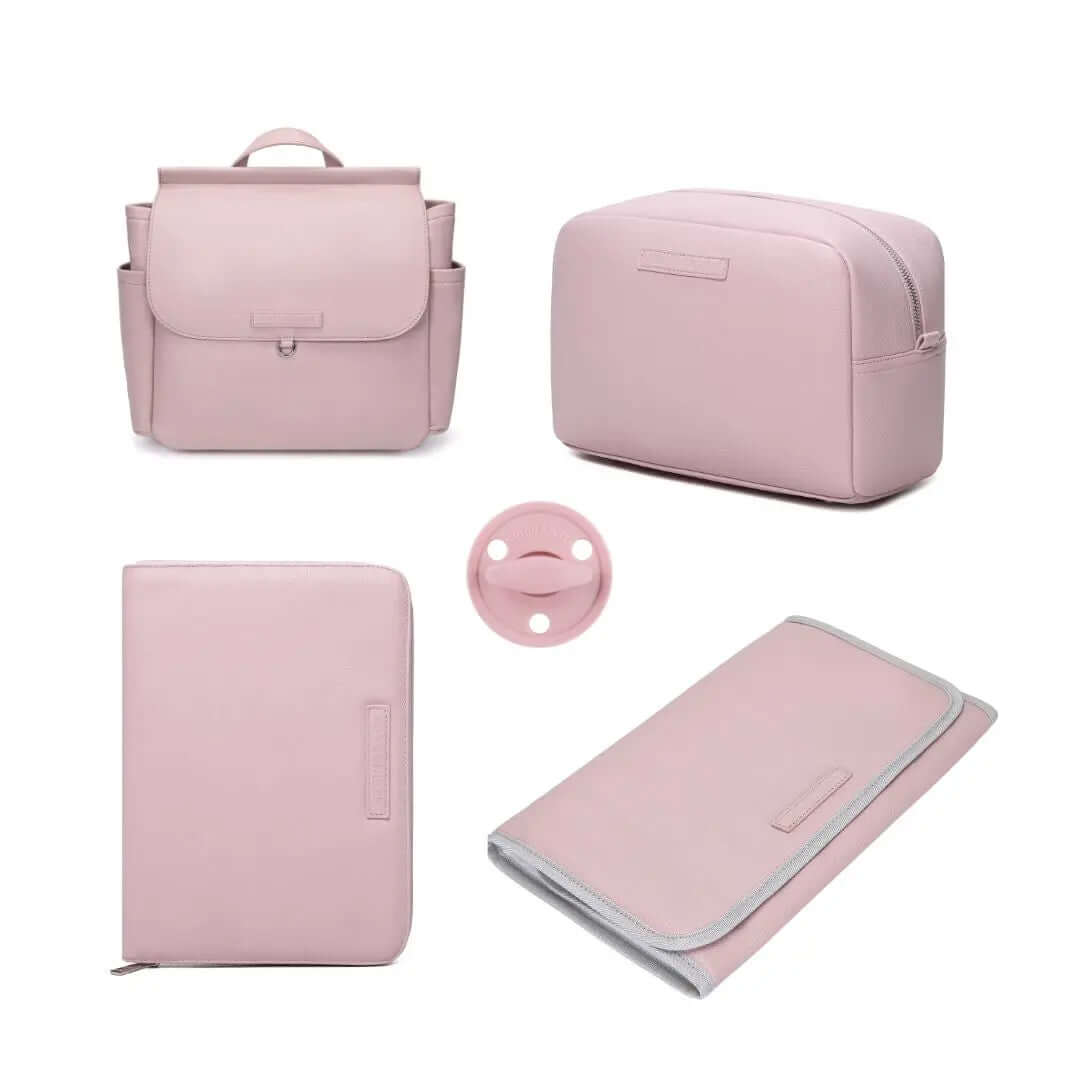 Pack Nacimiento Bolso + Cambiador +Portadocumentos + Neceser + Chupete Diamond Eco piel MIREM By Nenina & Co