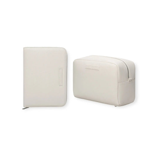 Pack Nacimiento Bebé: Portadocumentos + Neceser de Eco Piel MIREM Dusty Beige