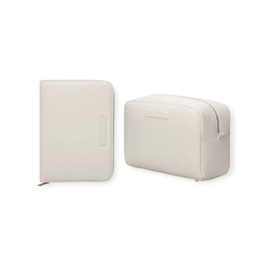 Pack Nacimiento Bebé: Portadocumentos + Neceser de Eco Piel MIREM Dusty Beige