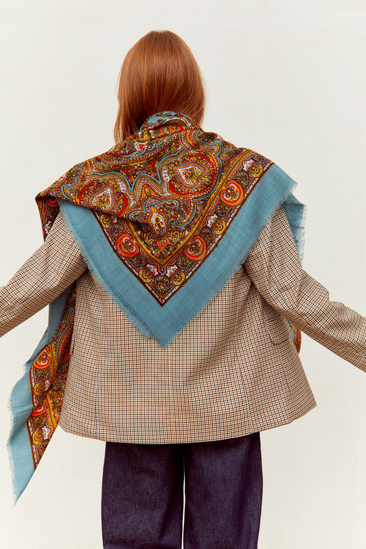 Pañuelo Pisto o Cien Colores lana azul