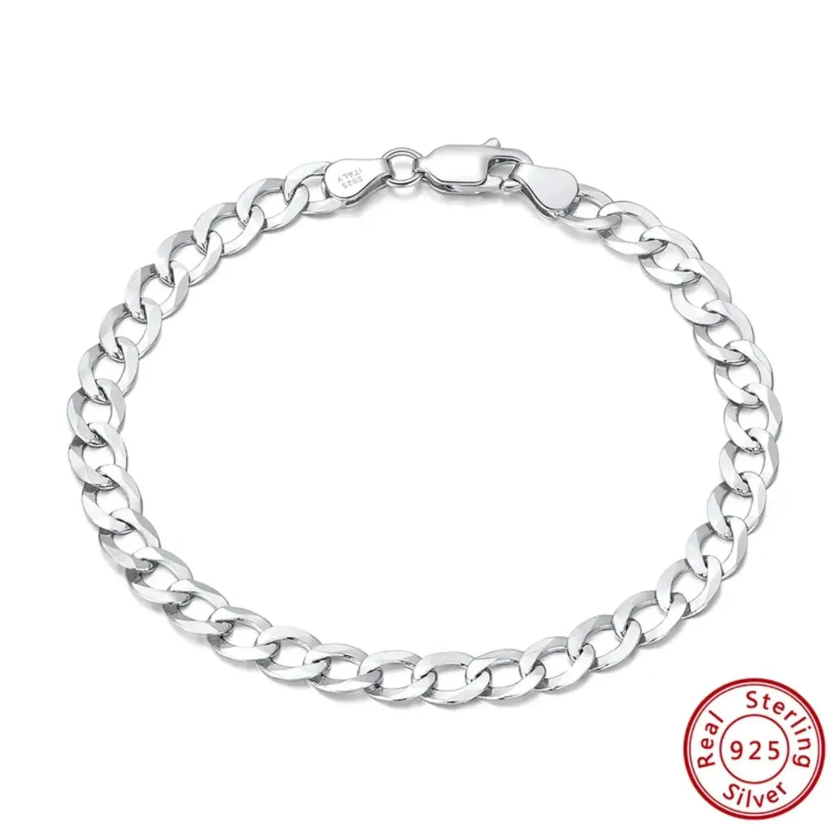 Pulsera Tucana · Cadena de eslabones cubanos de plata de ley 925 bañada en platino