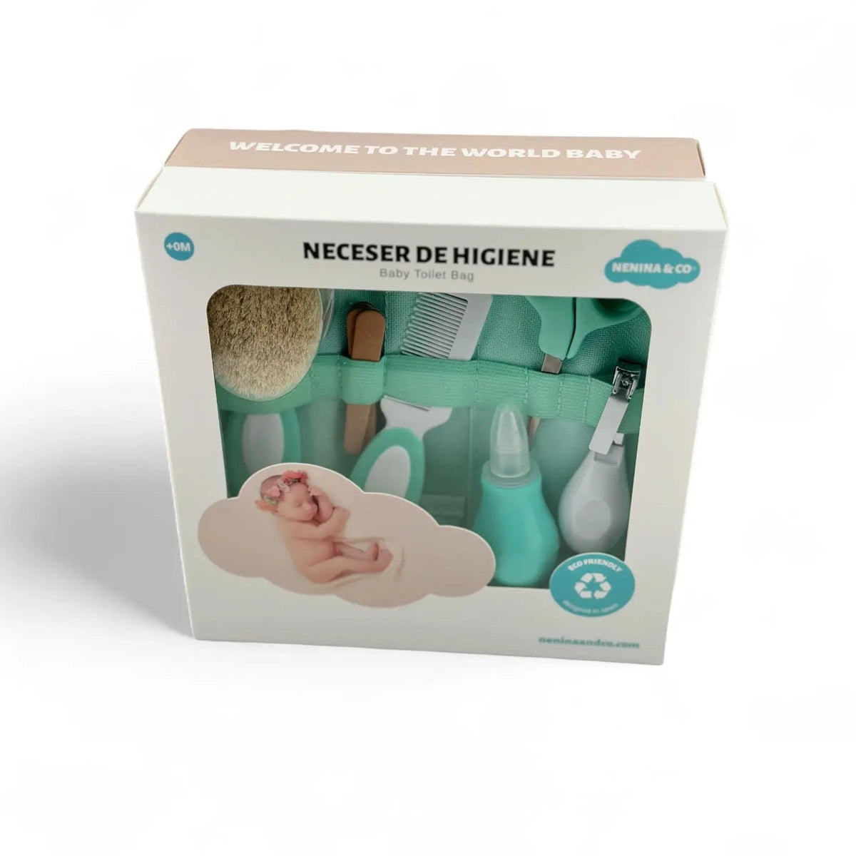 Set de higiene bebé toilet bag Nenina & Co - color verde menta