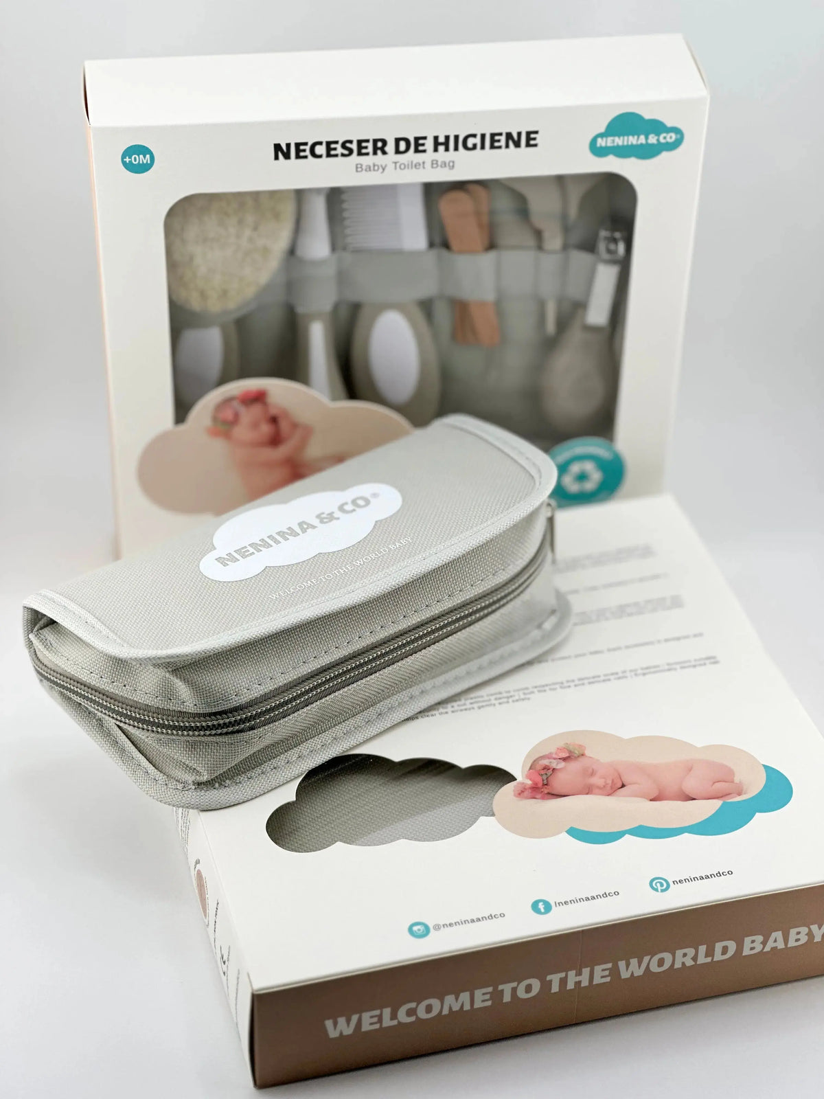 Set de higiene bebé toilet bag Nenina & Co - color gris