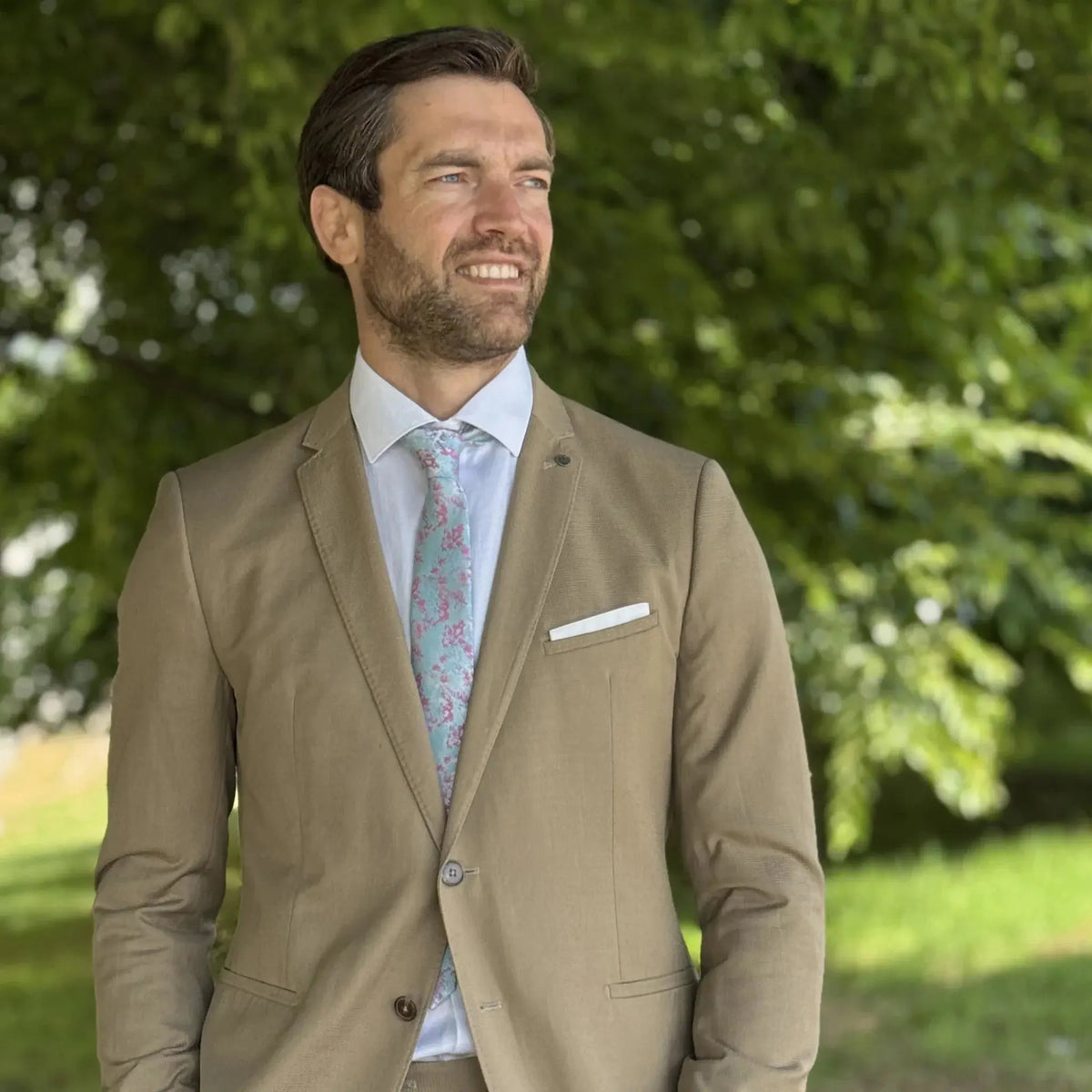 Algodón de azúcar · corbata azul pálido y rosa