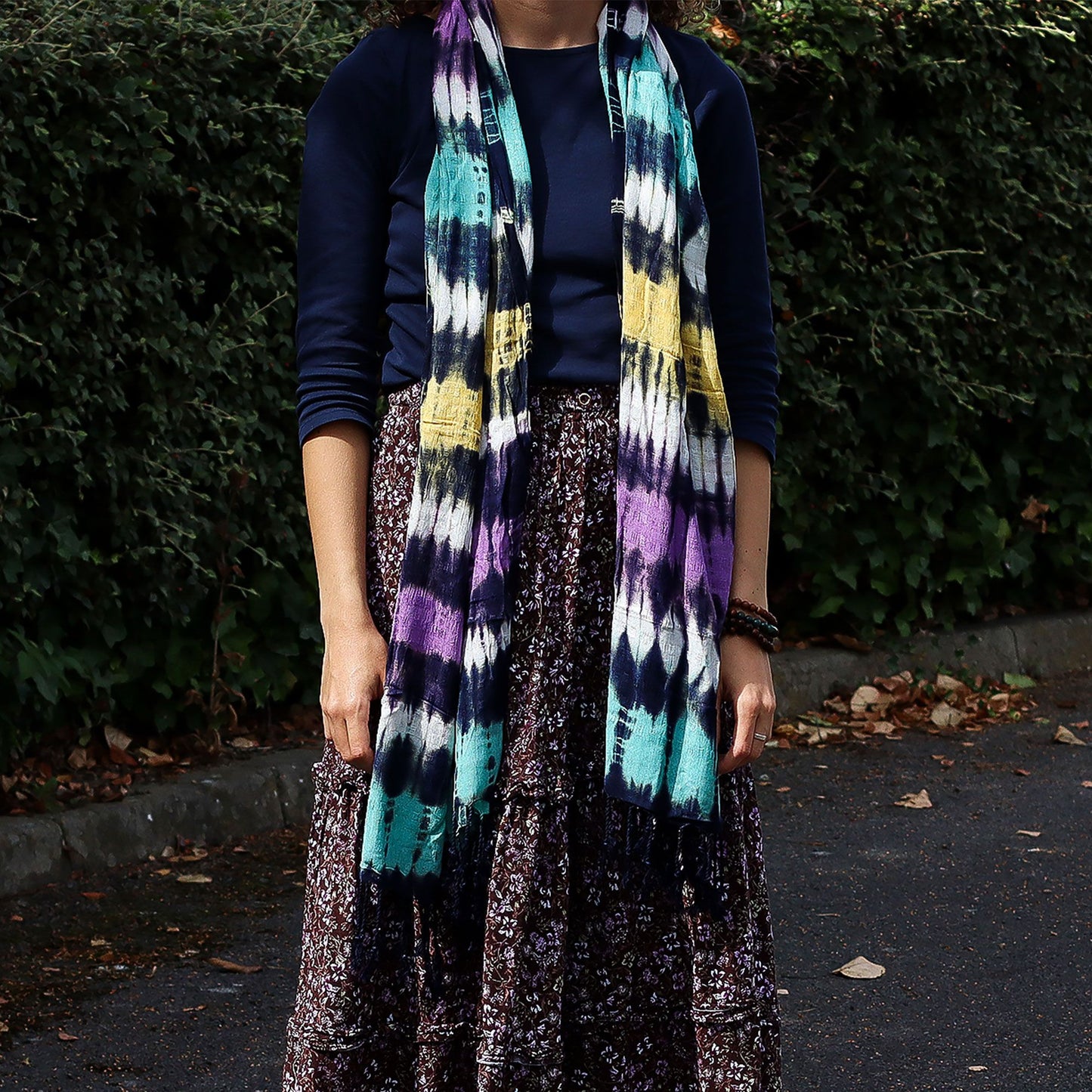 Arte Boho Java Estola/Bufanda - Rayas Múltiples - 62x200cm